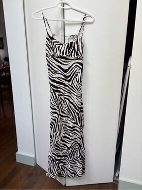 Primark Black and White Zebra-Print Maxi Slip Dress